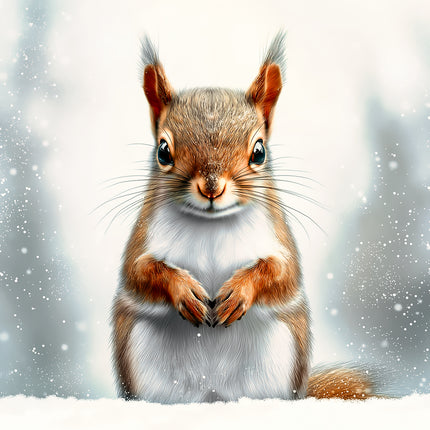 Winter Squirrel 100% Cotton Fabric Panel Block AA5154