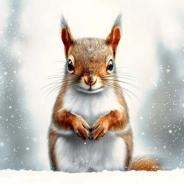Winter Squirrel 100% Cotton Fabric Panel Block AA5154