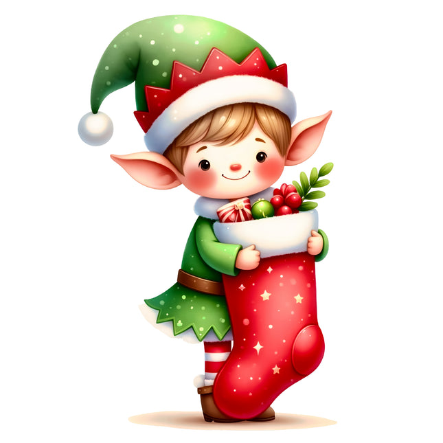 Christmas Elf 100% Cotton Fabric Panel Block AA570