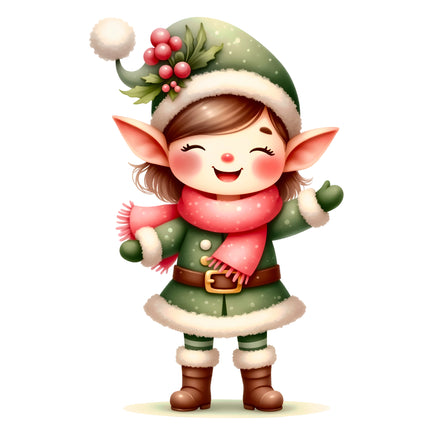 Christmas Elf 100% Cotton Fabric Panel Block AA572