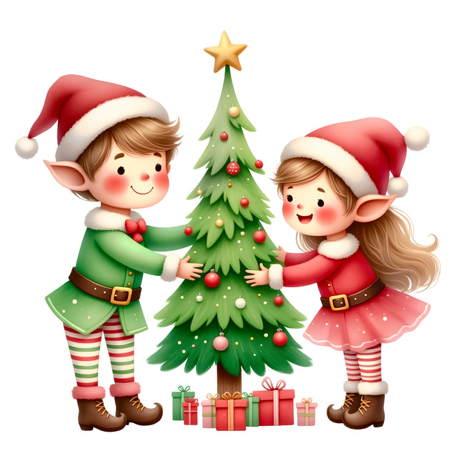 Christmas Elf 100% Cotton Fabric Panel Block AA573