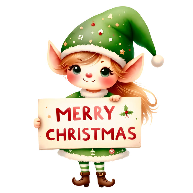 Christmas Elf 100% Cotton Fabric Panel Block AA584