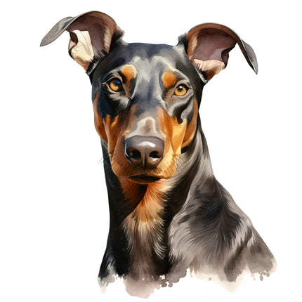 Doberman Dog 100% Cotton Fabric Panel Block AA6005