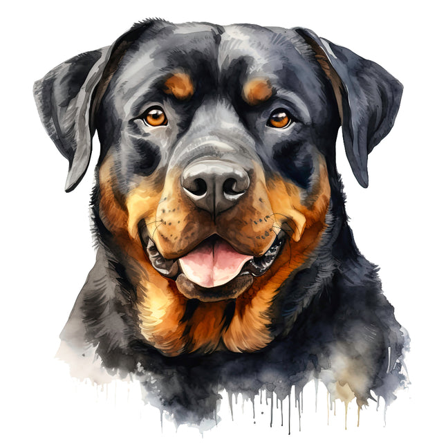 Artistic illustration of a Rottweiler dog fabric panel