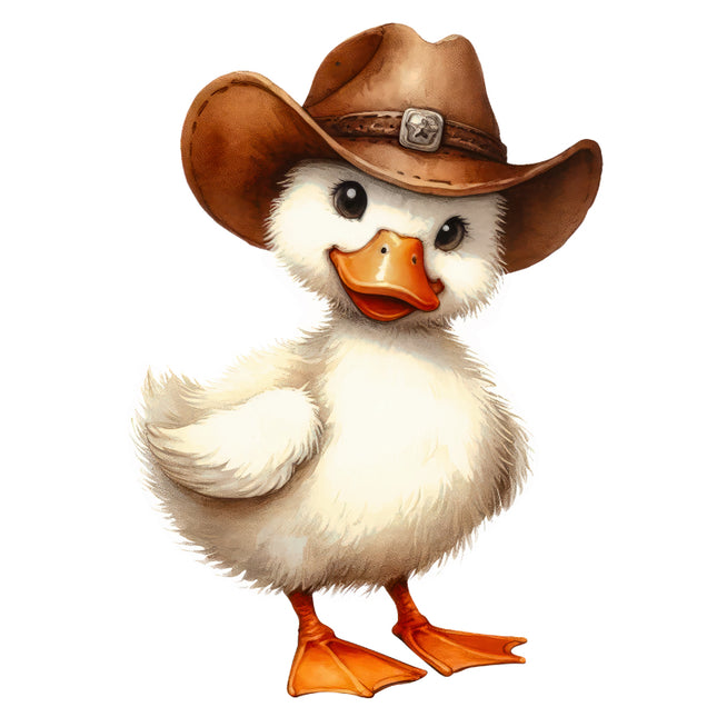 Cartoon duck wearing a cowboy hat fabric panel
