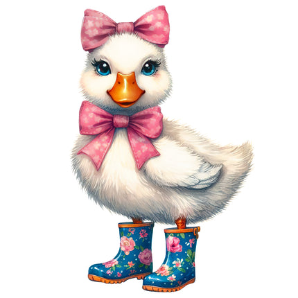 Goose in Rainboots 100% Cotton Fabric Panel Block AA602