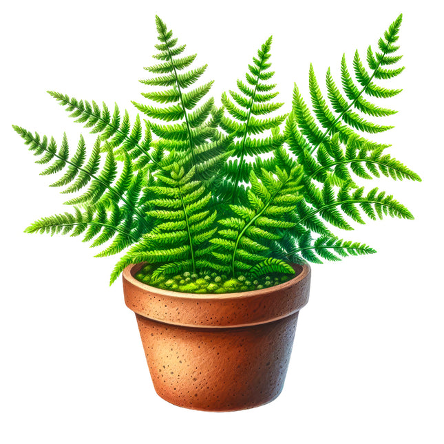 Potted fern plant fabric panel