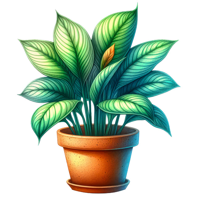 Potted plant with green leaves quilt block