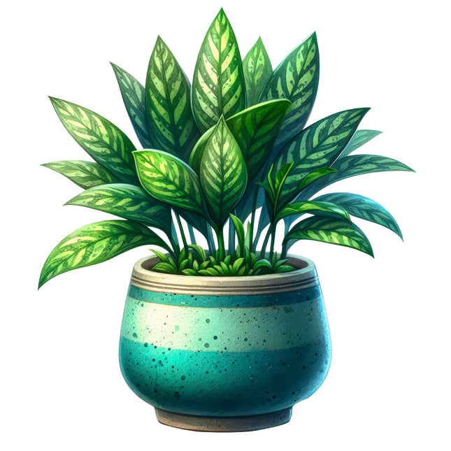 Potted plant with green leaves fabric panel