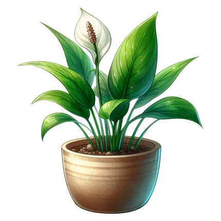 peace lily plant with green leaves fabric panel