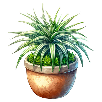 Potted plant with green succulents fabric panel