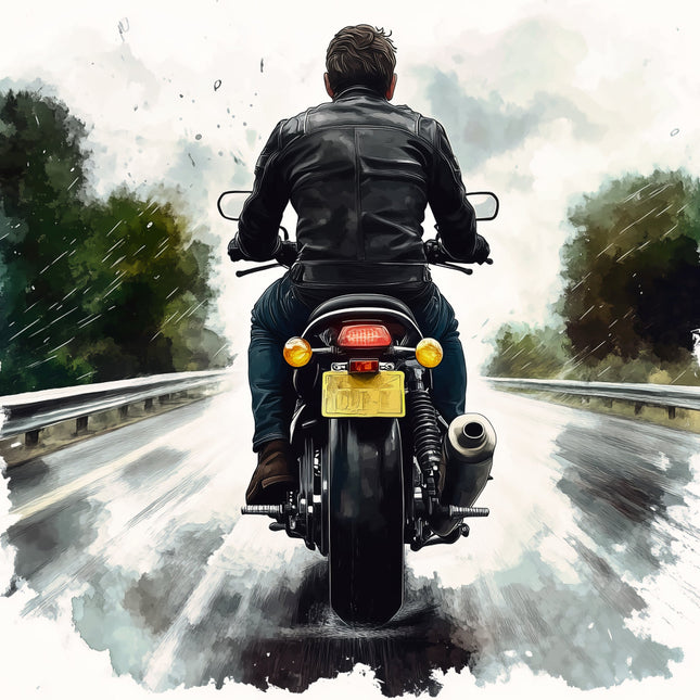 Person riding a motorcycle fabric panel