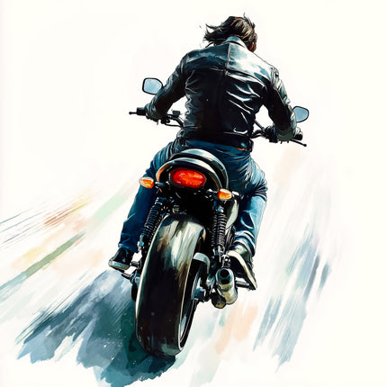 Motorcyclist Motorcycle 100% Cotton Fabric Panel Block AA659