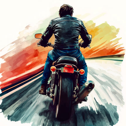 Man riding a motorcycle fabric panel