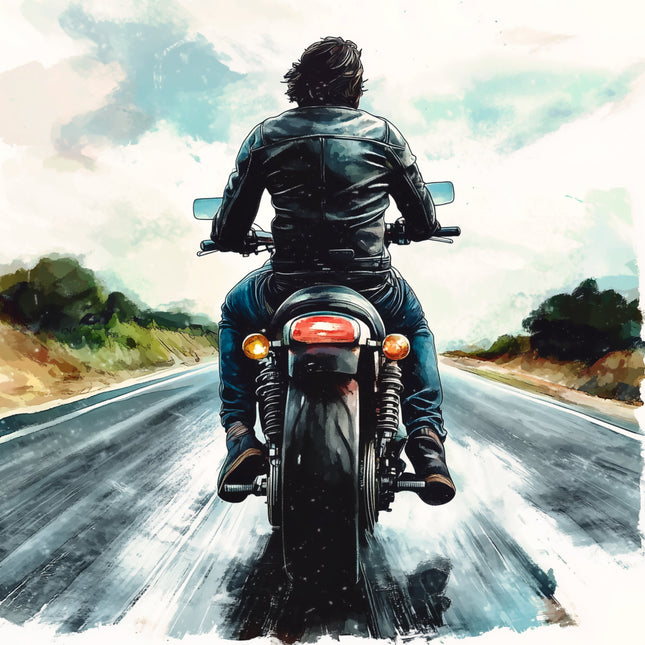 Person riding a motorcycle fabric panel