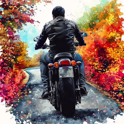 Person riding a motorcycle fabric panel