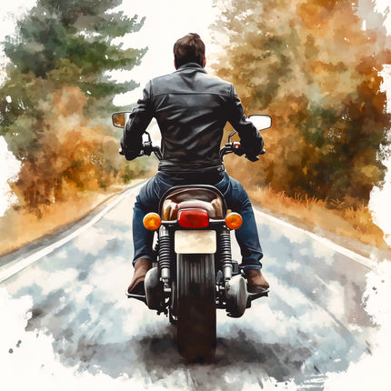 Person riding a motorcycle fabric panel