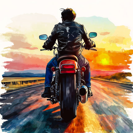 Person riding a motorcycle quilt block