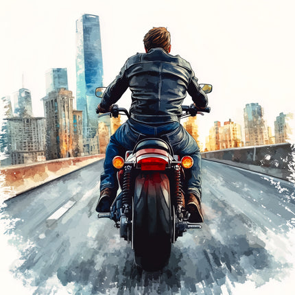 Person riding a motorcycle fabric panel