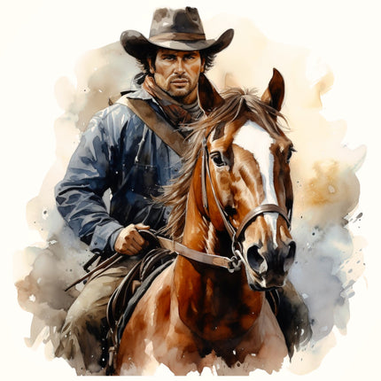 cowboy riding a horse fabric panel