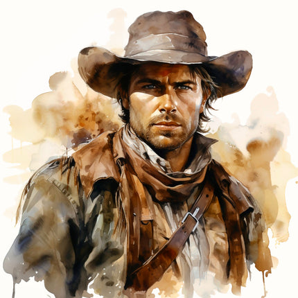 cowboy with a hat fabric panel