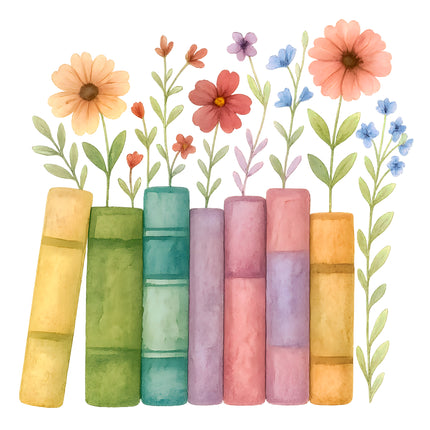 Books & Flowers 100% Cotton Fabric Panel Block AA749