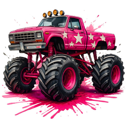 Pink monster truck with stars fabric panel