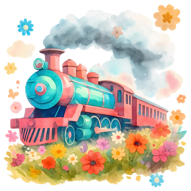 Colorful train fabric panel