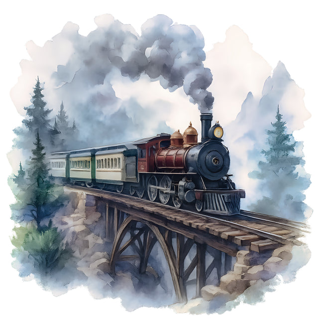 Train 100% Cotton Fabric Panel Block AA774