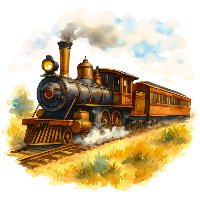 Train 100% Cotton Fabric Panel Block AA775