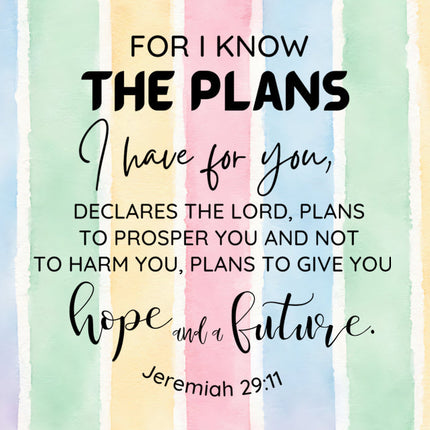 Jeremiah 29:11 Scripture 100% Cotton Fabric Panel Block AA80123