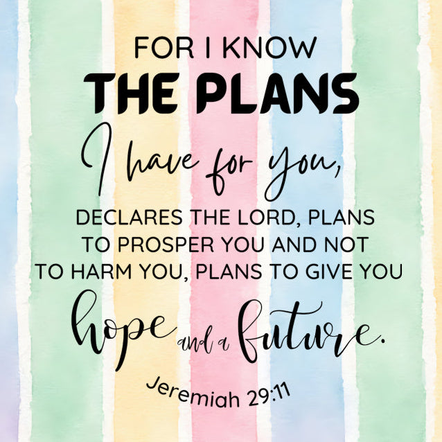 Jeremiah 29:11 Scripture 100% Cotton Fabric Panel Block AA80123