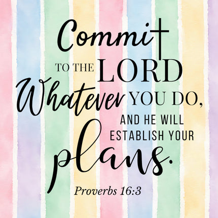 Proverbs 16:3 Scripture 100% Cotton Fabric Panel Block AA80134