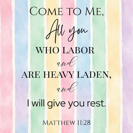 matthew 11:28 fabric panel