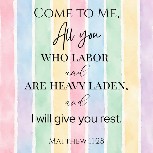 matthew 11:28 fabric panel