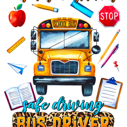 School Bus Driver 100% Cotton Fabric Panel Block AA818