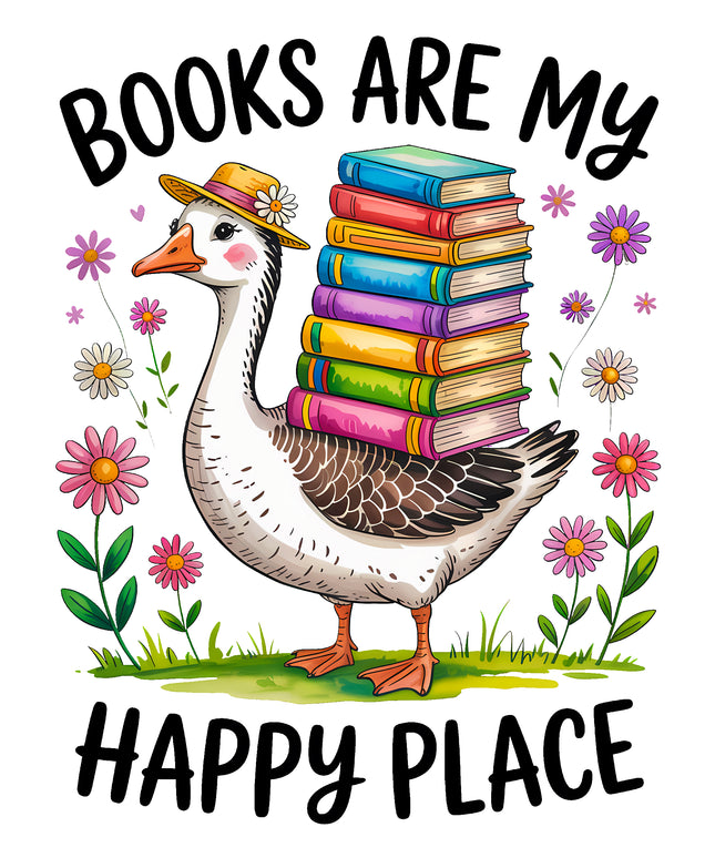 Books Are My Happy Place 100% Cotton Fabric Panel Block AA821