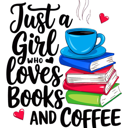 Girl Who Loves Books & Coffee 100% Cotton Fabric Panel Block AA864