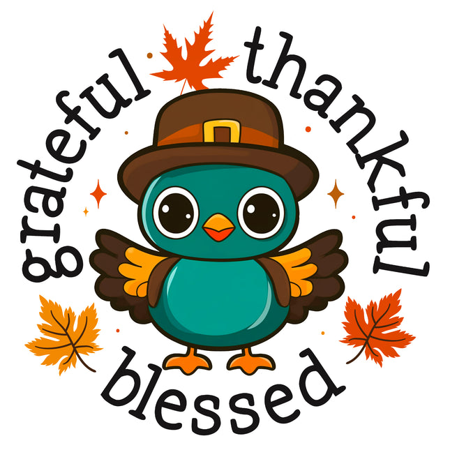 Turkey Grateful Thankful Blessed 100% Cotton Fabric Panel Block AA902