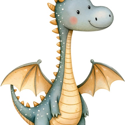 Cartoon dragon with a happy expression quilt block