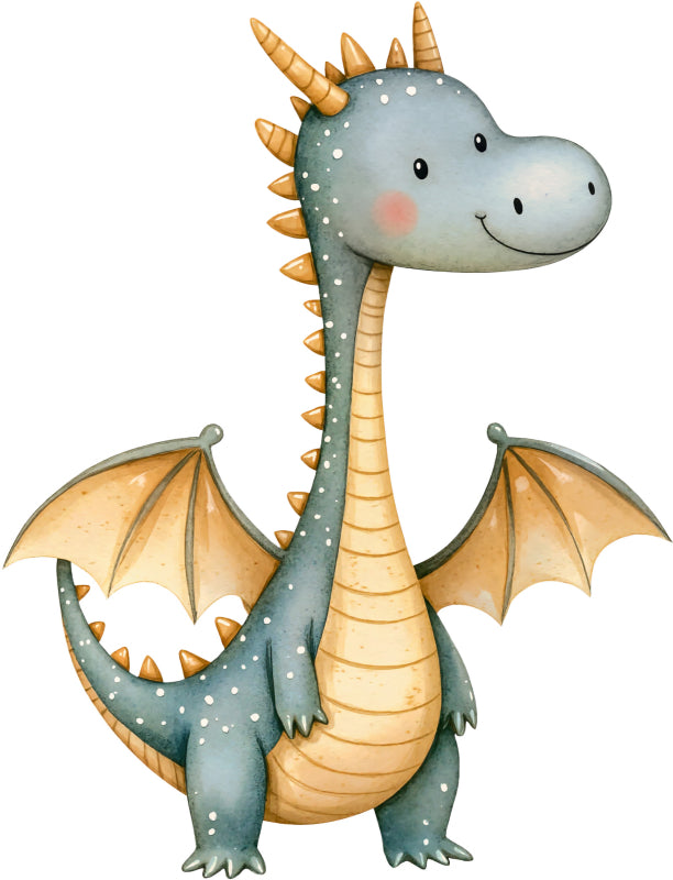 Cartoon dragon with a happy expression quilt block