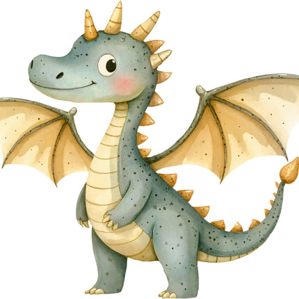 Cartoon dragon with wings fabric panel
