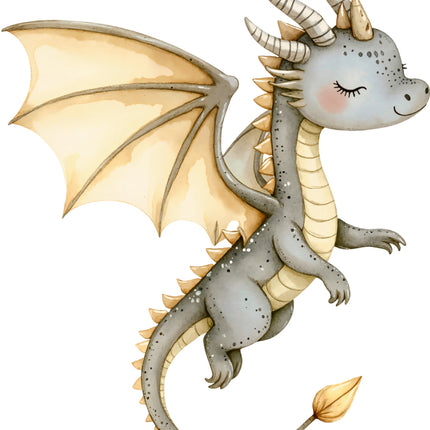 cute dragon with closed eyes fabric panel