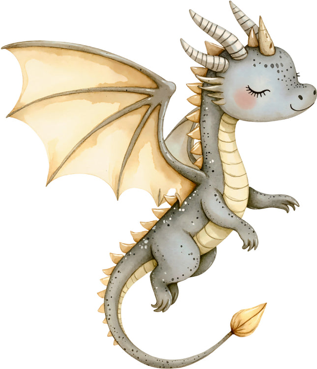 cute dragon with closed eyes fabric panel