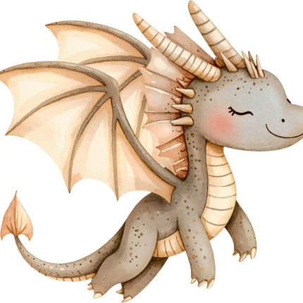 Cartoon dragon with wings fabric panel
