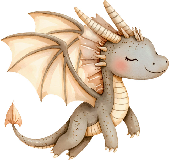 Cartoon dragon with wings fabric panel