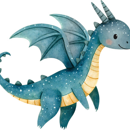 dragon with blue and yellow colors fabric panel