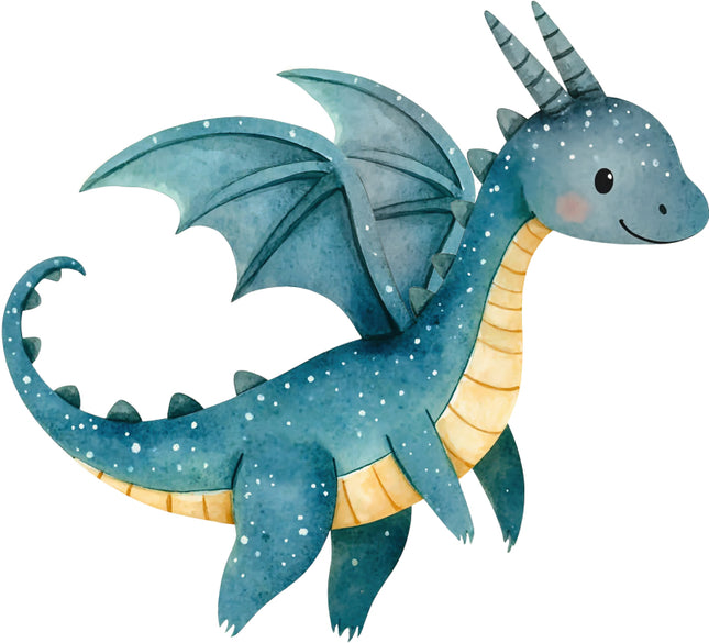 dragon with blue and yellow colors fabric panel