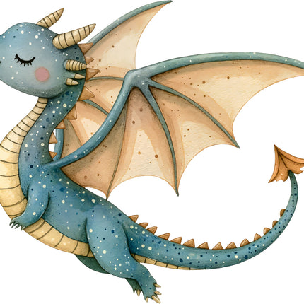 Baby Dragon 100% Cotton Fabric Panel Block AA936