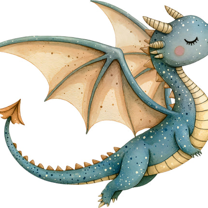 dragon with closed eyes fabric panel
